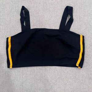 Forever 21 Black Crop Top with Yellow Stripes